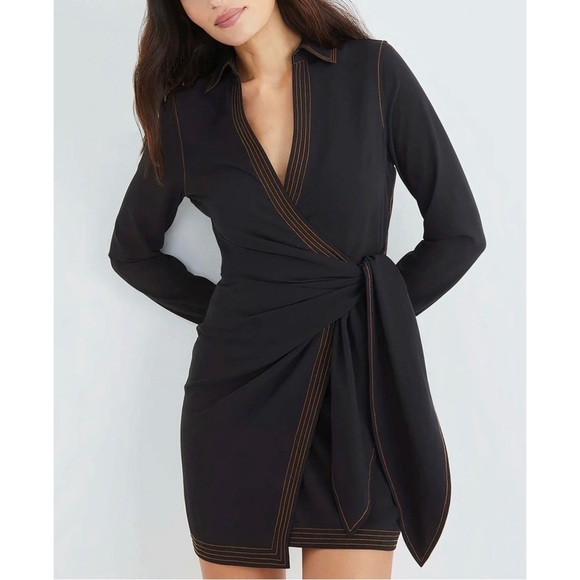 Veronica Beard Mini Long-Sleeve Lavella Wrap Dress